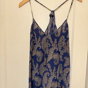 Madewell Spaghetti Silk Size 14 Blue and tan Paisley NWOT